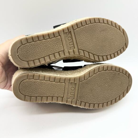 Soul Naturalizer Oshay Black Leather Espadrille Strappy Wedge Heel Sandal Size 6 - Picture 12 of 14